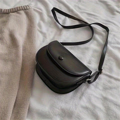 Vintage Solid Saddle Bag All Match Flap Shoulder Bag Crossbody Bag