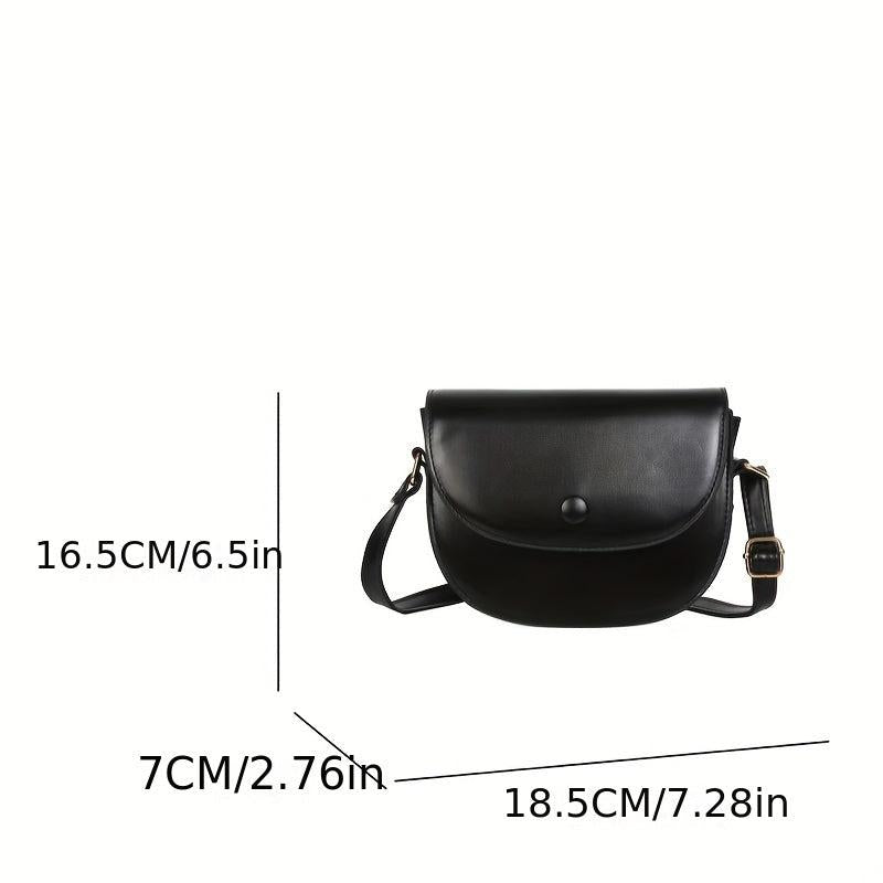 Vintage Solid Saddle Bag All Match Flap Shoulder Bag Crossbody Bag