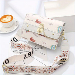Cartoon Pattern Square Shoulder Bag Colorblock Crossbody Bag