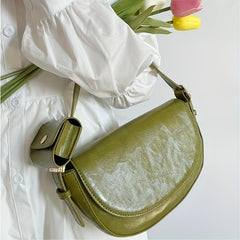 Nihe Saddle Handbag Solid Shoulder Bag Crossbody Bag