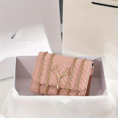 Chevron Quilted Crossbody Bag Chain Flap Purse