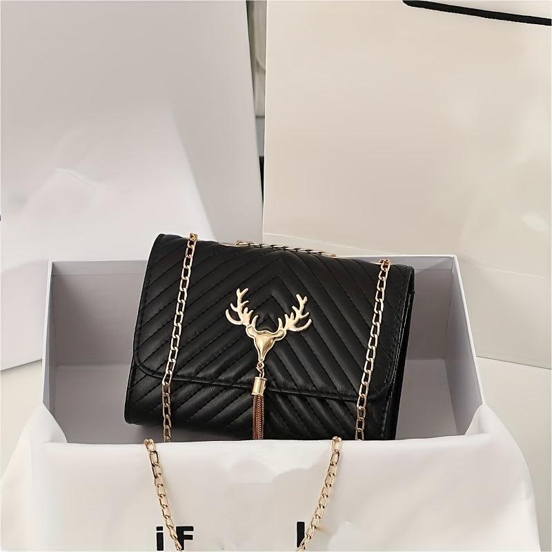 Chevron Quilted Crossbody Bag Chain Flap Purse