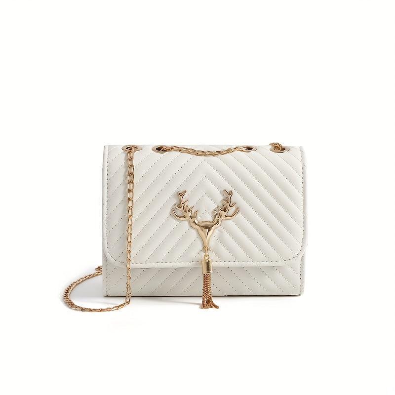 Chevron Quilted Crossbody Bag Chain Flap Purse