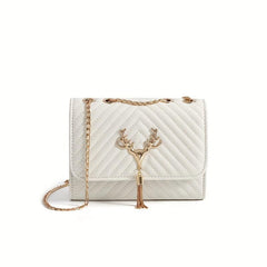 Chevron Quilted Crossbody Bag Chain Flap Purse