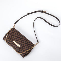 Geometric Pattern Flap Baguette Bag Crossbody Purse