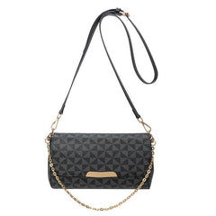 Geometric Pattern Flap Baguette Bag Crossbody Purse