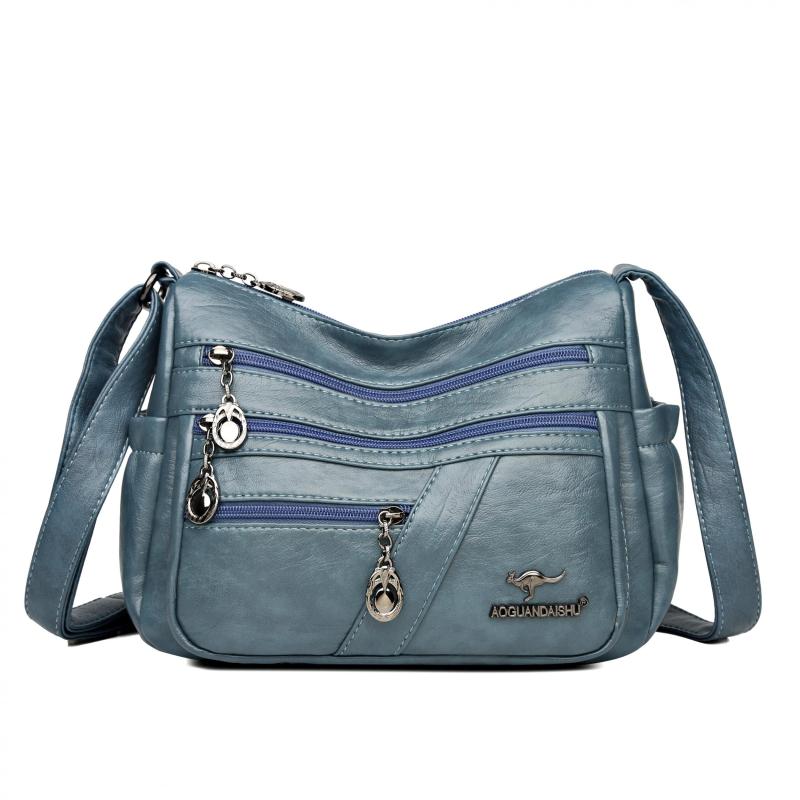 Soft PU Leather Shoulder Bag Large Capacity Zipper Crossbody Bag