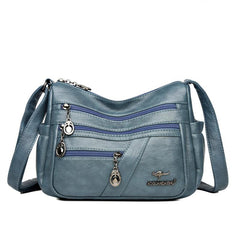 Soft PU Leather Shoulder Bag Large Capacity Zipper Crossbody Bag