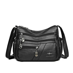 Soft PU Leather Shoulder Bag Large Capacity Zipper Crossbody Bag