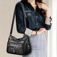Soft PU Leather Shoulder Bag Large Capacity Zipper Crossbody Bag