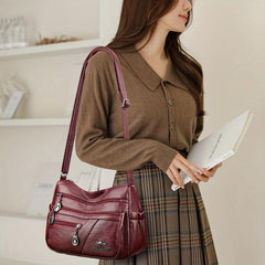 Soft PU Leather Shoulder Bag Large Capacity Zipper Crossbody Bag