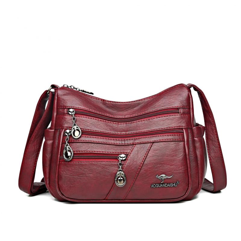Soft PU Leather Shoulder Bag Large Capacity Zipper Crossbody Bag