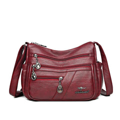 Soft PU Leather Shoulder Bag Large Capacity Zipper Crossbody Bag