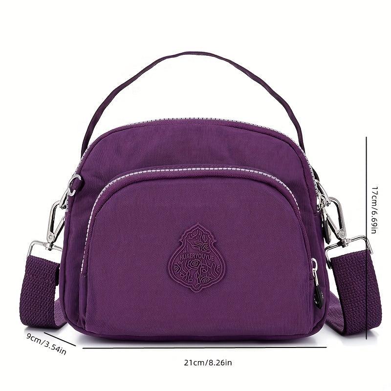 Nylon Zipper Crossbody Bag Soft Layer Purse