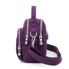 Nylon Zipper Crossbody Bag Soft Layer Purse