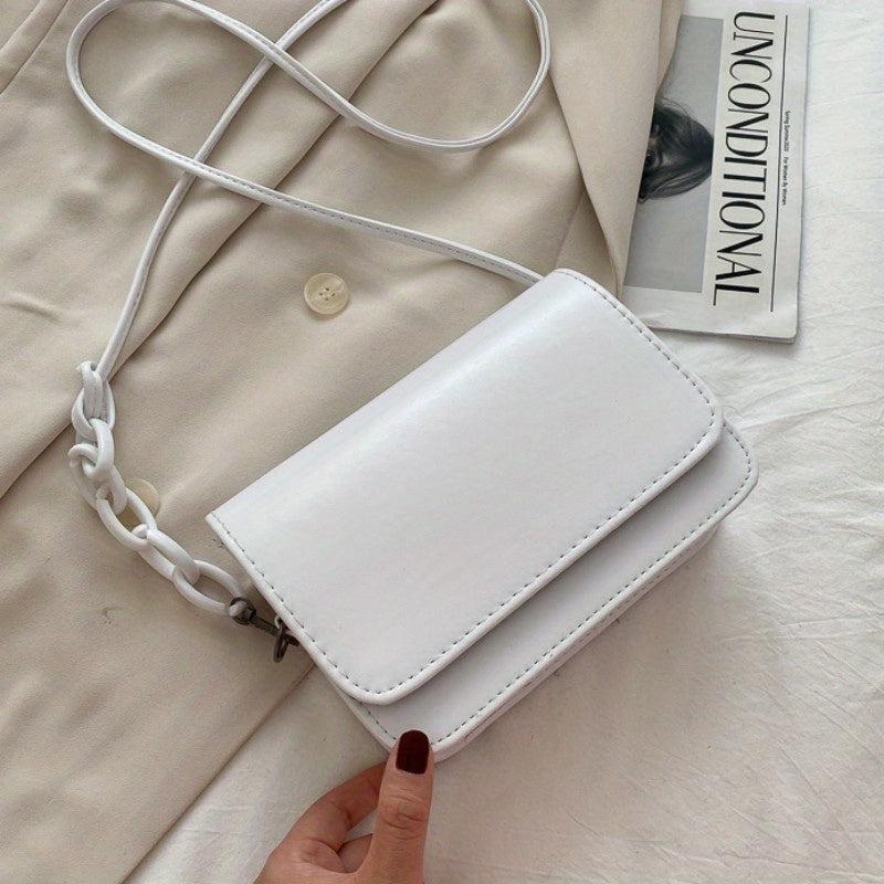Minimalist Crossbody Bag Acrylic Chain Shoulder Purse Solid Small Square Bag