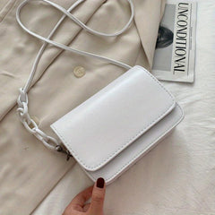 Minimalist Crossbody Bag Acrylic Chain Shoulder Purse Solid Small Square Bag
