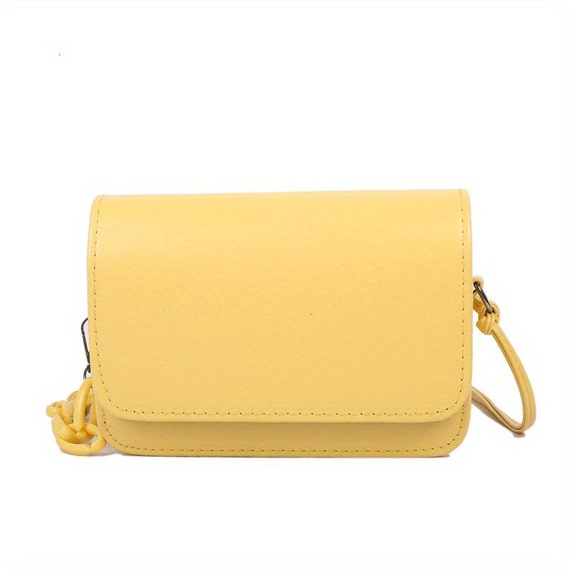 Minimalist Crossbody Bag Acrylic Chain Shoulder Purse Solid Small Square Bag