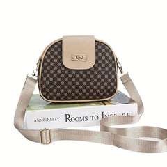Mini Retro Print Crossbody Bag Classic PU Leather Shoulder Bag
