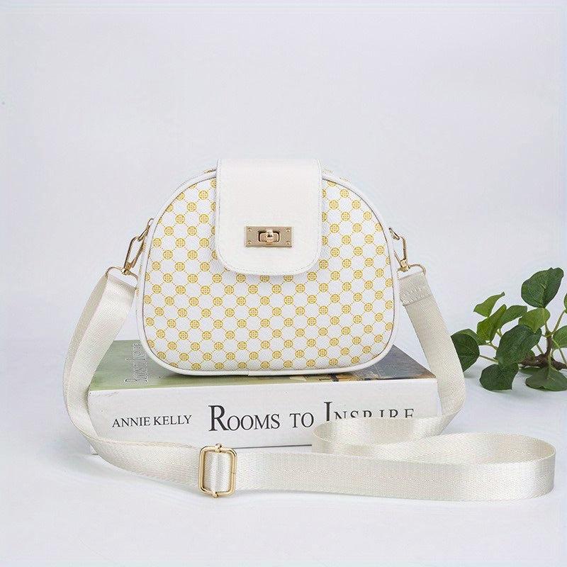 Mini Retro Print Crossbody Bag Classic PU Leather Shoulder Bag