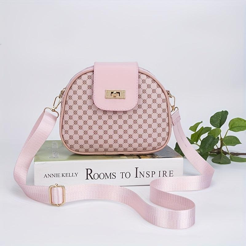Mini Retro Print Crossbody Bag Classic PU Leather Shoulder Bag