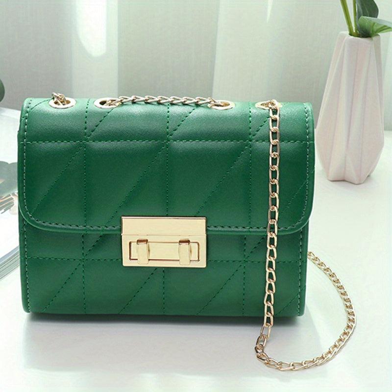 Quilted Crossbody Bag PU Leather Shoulder Bag Chain Women Handbag