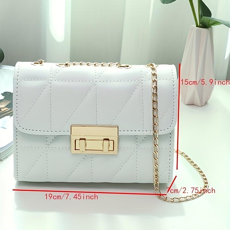 Quilted Crossbody Bag PU Leather Shoulder Bag Chain Women Handbag