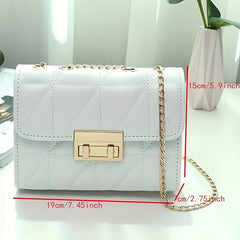 Quilted Crossbody Bag PU Leather Shoulder Bag Chain Women Handbag