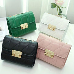 Quilted Crossbody Bag PU Leather Shoulder Bag Chain Women Handbag