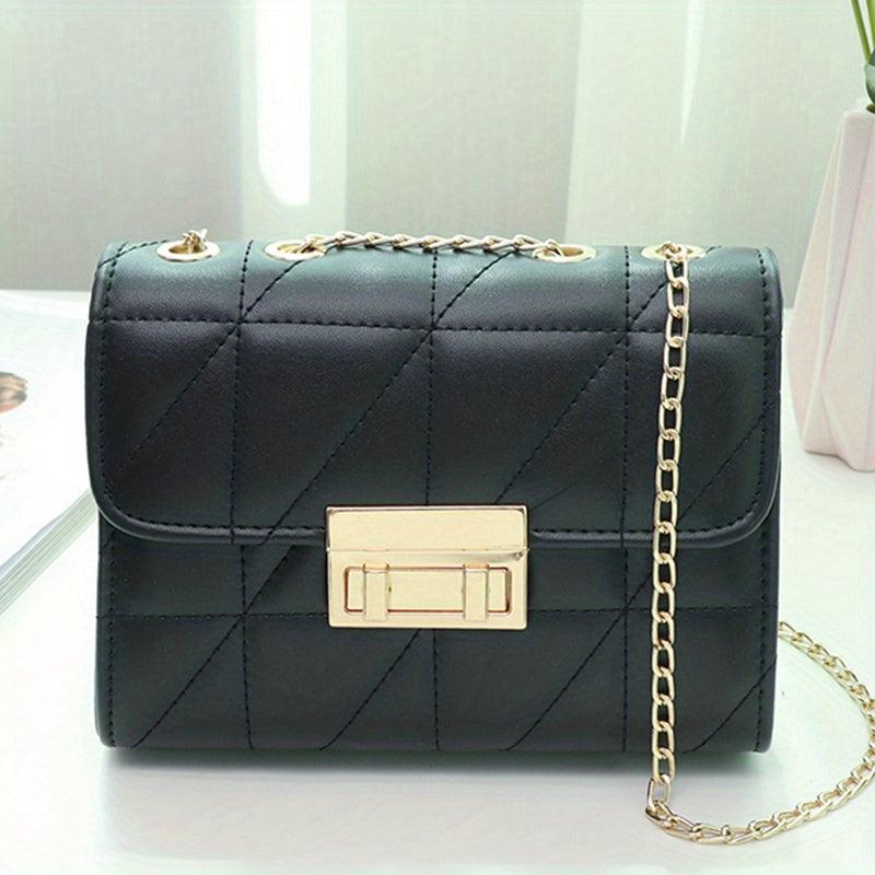 Quilted Crossbody Bag PU Leather Shoulder Bag Chain Women Handbag