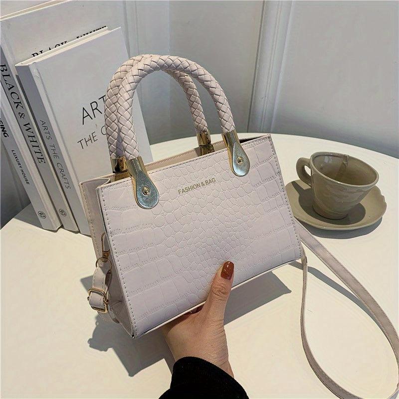 Textured Stone Pattern Tote Bag PU Shoulder Crossbody Handbag