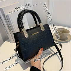 Textured Stone Pattern Tote Bag PU Shoulder Crossbody Handbag