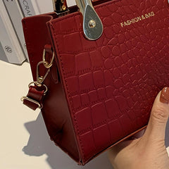 Textured Stone Pattern Tote Bag PU Shoulder Crossbody Handbag