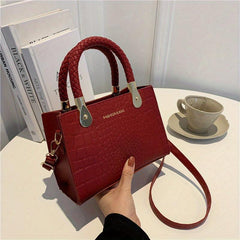 Textured Stone Pattern Tote Bag PU Shoulder Crossbody Handbag