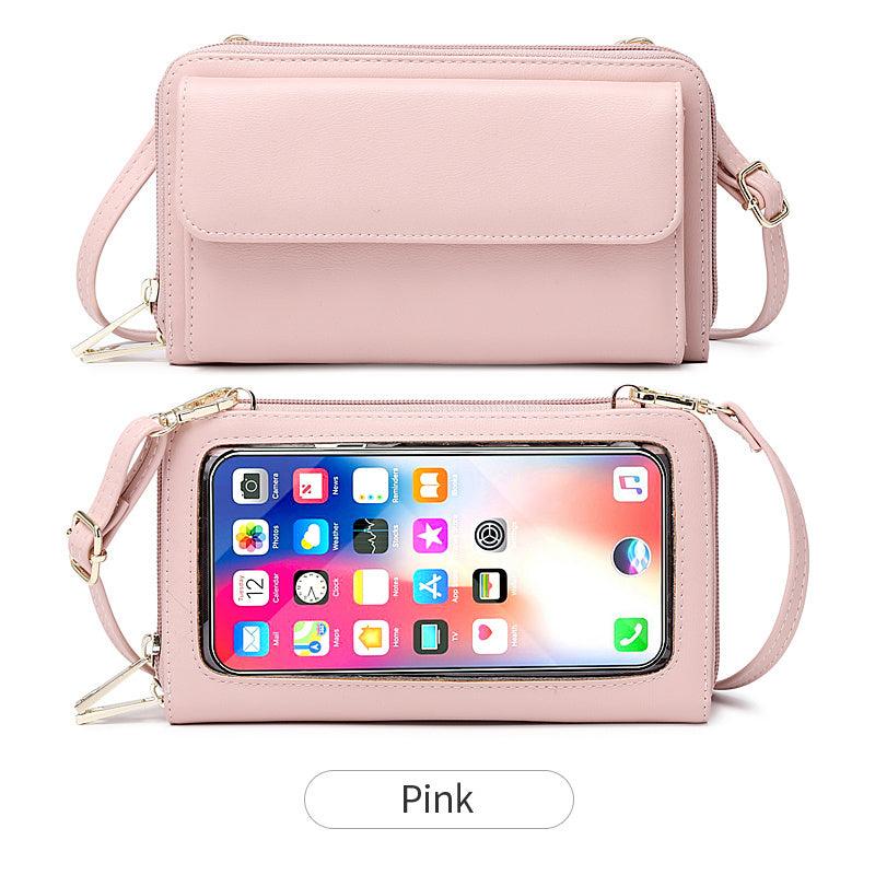 Women's PU Leather Coin Purse Solid Touch Screen Bag RFID