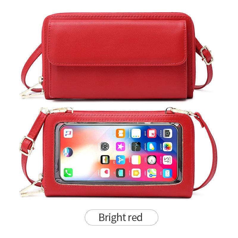 Women's PU Leather Coin Purse Solid Touch Screen Bag RFID