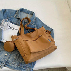 Canvas Tote Bag With Coin Purse Large Capacity Crossbody Bag