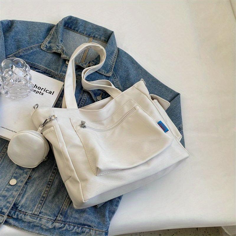 Canvas Tote Bag With Coin Purse Large Capacity Crossbody Bag