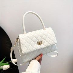 Argyle Pattern Quilted Crossbody Bag Turn Lock Shoulder Bag