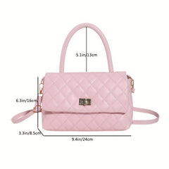 Argyle Pattern Quilted Crossbody Bag Turn Lock Shoulder Bag