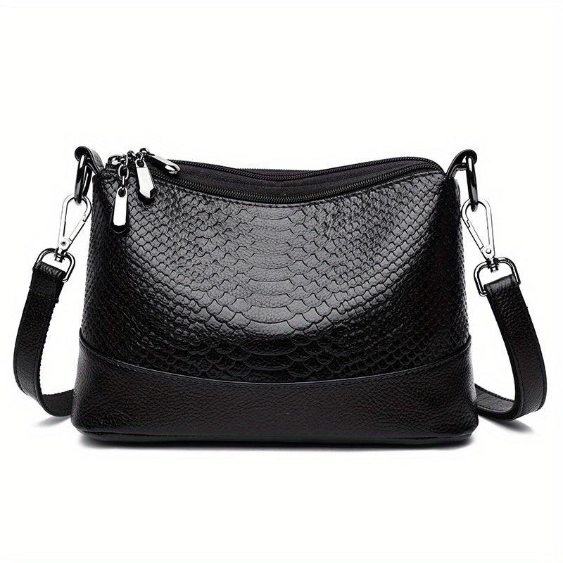 Crocodile Embossed Crossbody Bag Classic Square Shoulder Bag