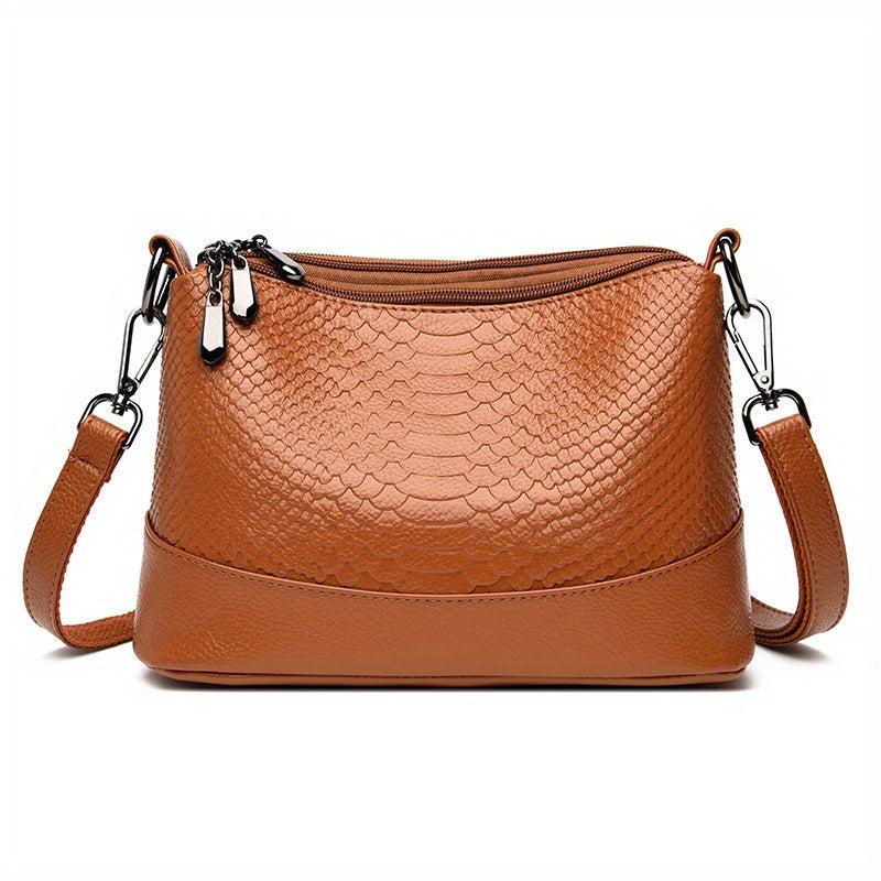 Crocodile Embossed Crossbody Bag Classic Square Shoulder Bag