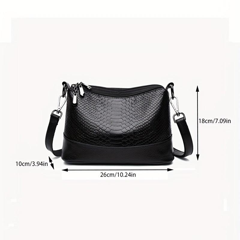 Crocodile Embossed Crossbody Bag Classic Square Shoulder Bag