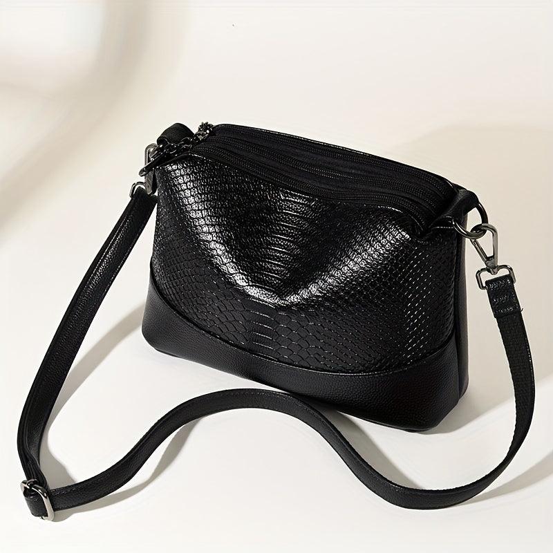 Crocodile Embossed Crossbody Bag Classic Square Shoulder Bag
