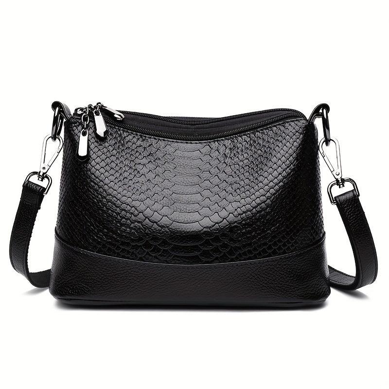 Crocodile Embossed Crossbody Bag Classic Square Shoulder Bag