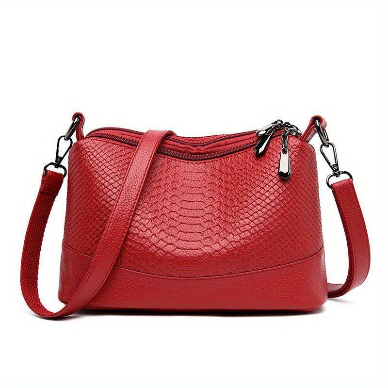 Crocodile Embossed Crossbody Bag Classic Square Shoulder Bag