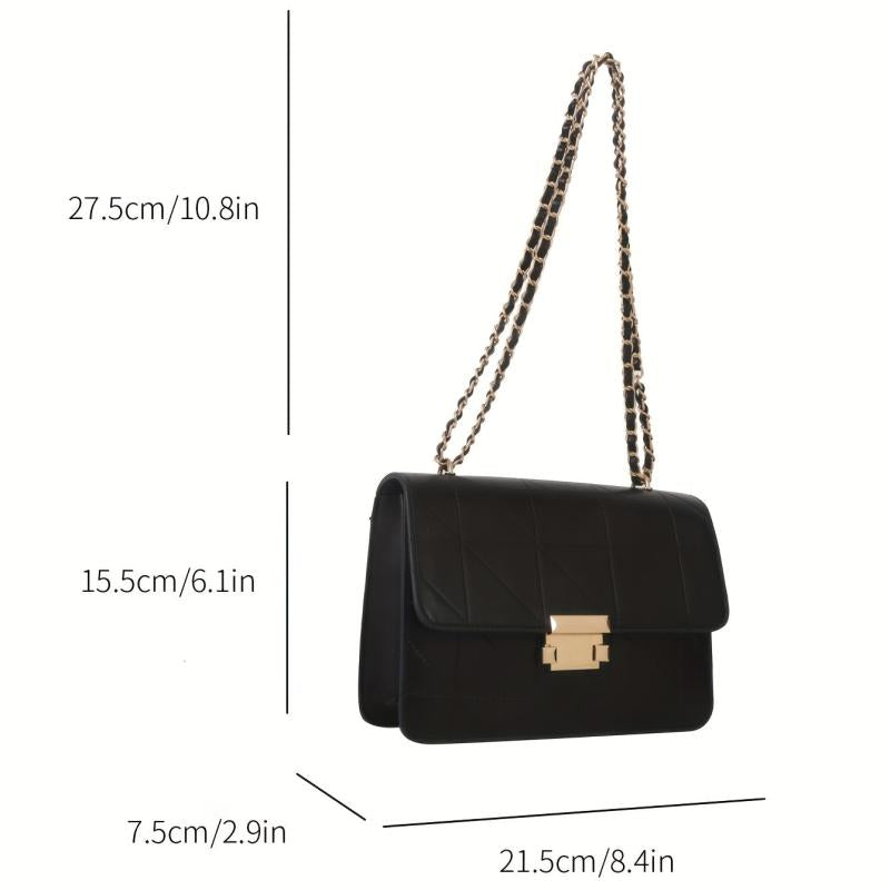Quilted Chain Crossbody Bag Argyle Pattern Small Shoulder Bag for Work