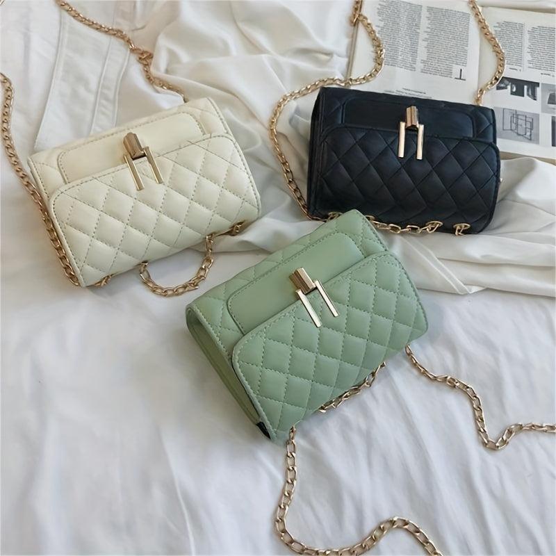 Quilted Argyle Pattern Shoulder Chain Bag Women's Crossbody Bag