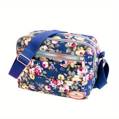 Flower Pattern Square Bag Classic Zipper Crossbody Bag Women's Purse