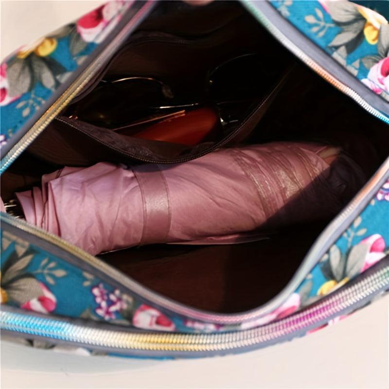 Flower Pattern Square Bag Classic Zipper Crossbody Bag Women's Purse